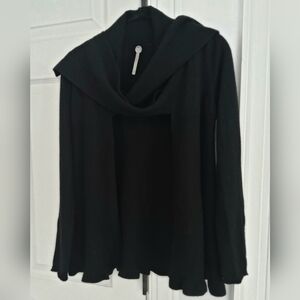 MARGARET O'LEARY💥Nwot💥Black Cashmere Double-Neck Sash Open Sweater